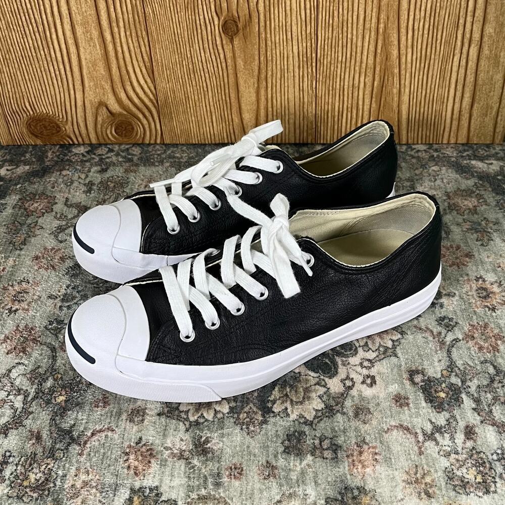 Converse Jack Purcell Leather Ox Black Shoes / Men 7 Women 8.5 / Low Top